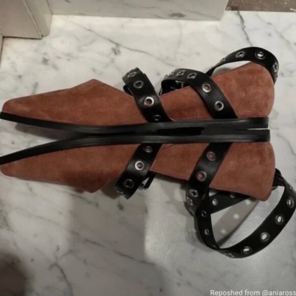 Sol Sana Miro Buckle Brown Suede Flats - Picture 10 of 10